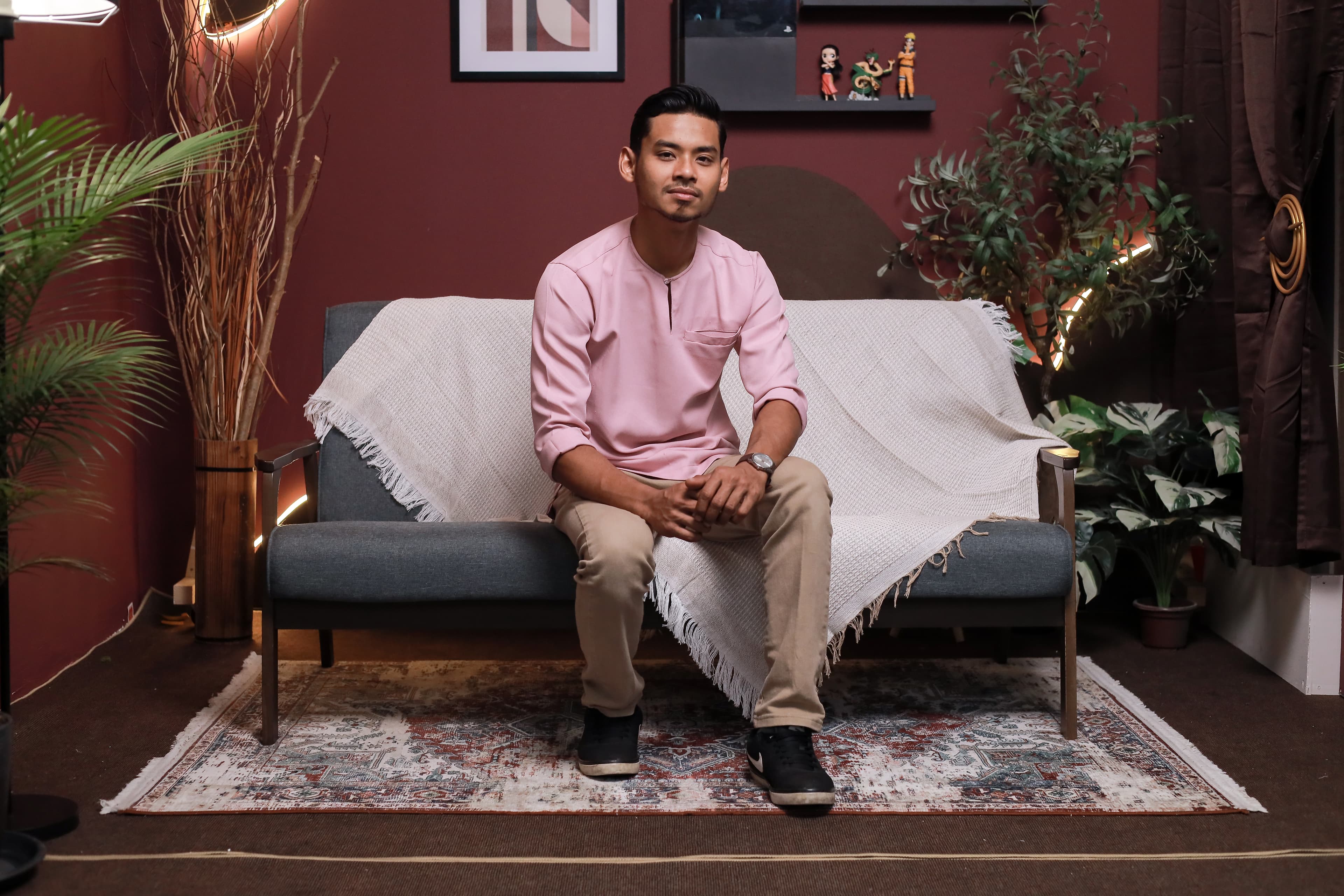 Studio portrait with polished festive tone